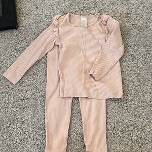 H&M Kids Matching Ribbed Set in Light Pink
